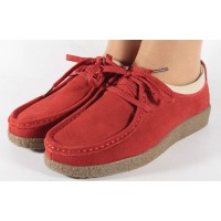 Pantofi din piele naturala rosii talpa crep dama/dame/femei (cod 186004)