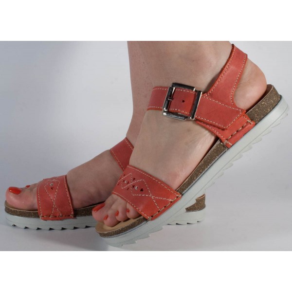 Sandale platforma piele naturala rosii dama/dame/femei (cod 08009)
