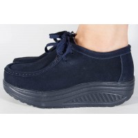 Pantofi bleumarin piele talpa convexa dama/dame/femei (cod 186005)