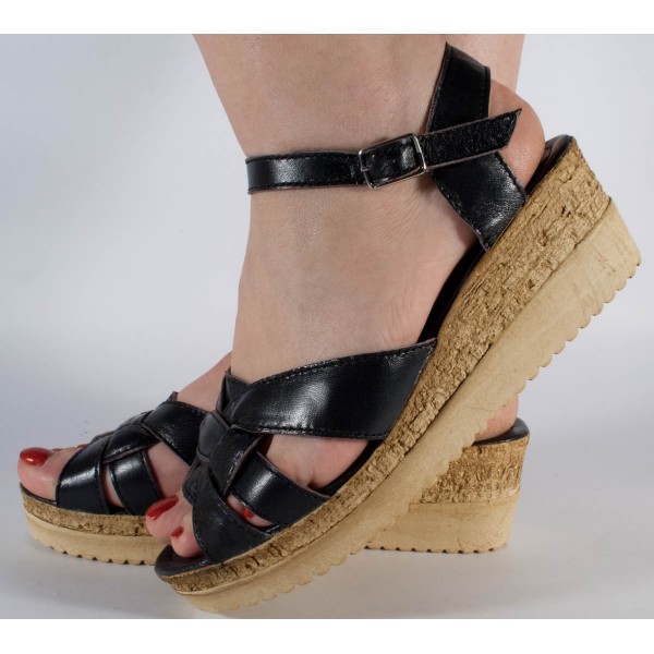 Sandale platforma negre piele naturala dama/dame/femei (cod SS01)