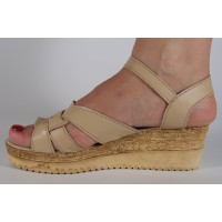 Sandale platforma bej piele naturala dama/dame/femei (cod SS03)